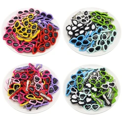 100pcs Cute Pet Hair Accessories 1.57in Dog Grooming Hair Clips Heart Glasses Shape Puppy Cat Supplies Plastic Hairpins For Dog