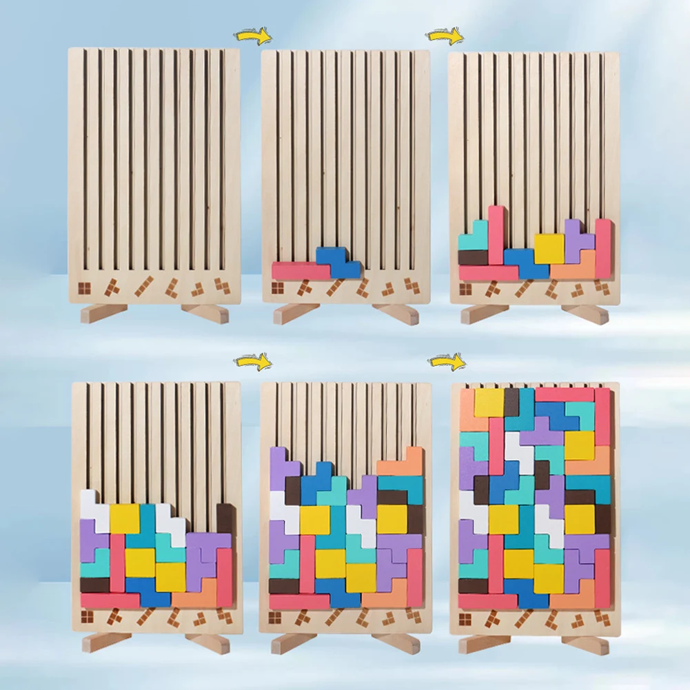Blocchi russi in legno Puzzle Rompicapo Intelligenza Colorata 3D STEM Montessori Blocco da costruzione russo per ragazzi e ragazze