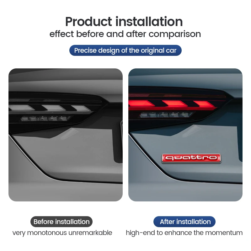 1szt 3D Metalowa naklejka dekoracyjna na błotnik z emblematem Quattro do Audi A4 A5 Q5 A1 Q7B6 B8 B7 B9 B5 A3 8P 8V 8L A6 Sline