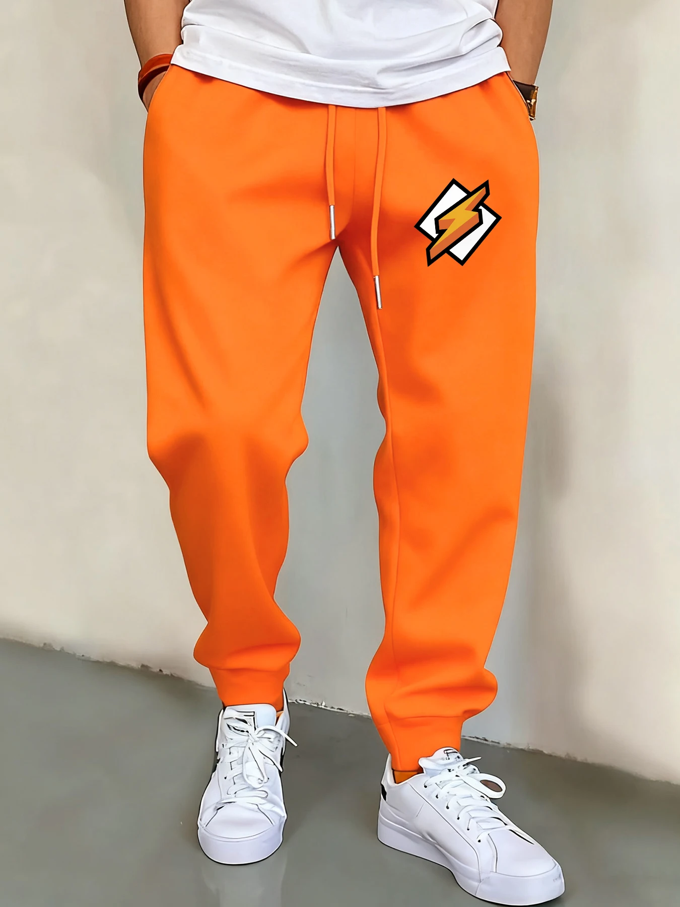 

Lightning Falls On A White Square Design Joggers Creative Fleece Trousers Hip Hop Comfortable Pants Fashion Autumn Sweatpants