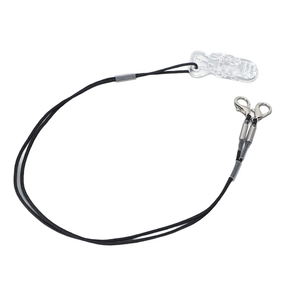 Practical Anti Lost Hearing Aid Lanyard Black Rope Adjustable Hearing Aid Strap Transparent Clip Hearing Aid Holder for Elderly