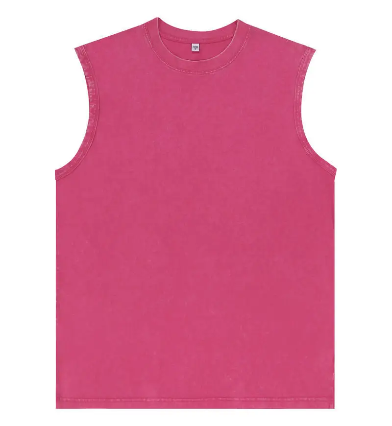 2026 Summer New cotton Men's Washed Cotton Tank Tops Muscle Gym Sleeveless Workout T Shirts Running Beach Loose Tees
