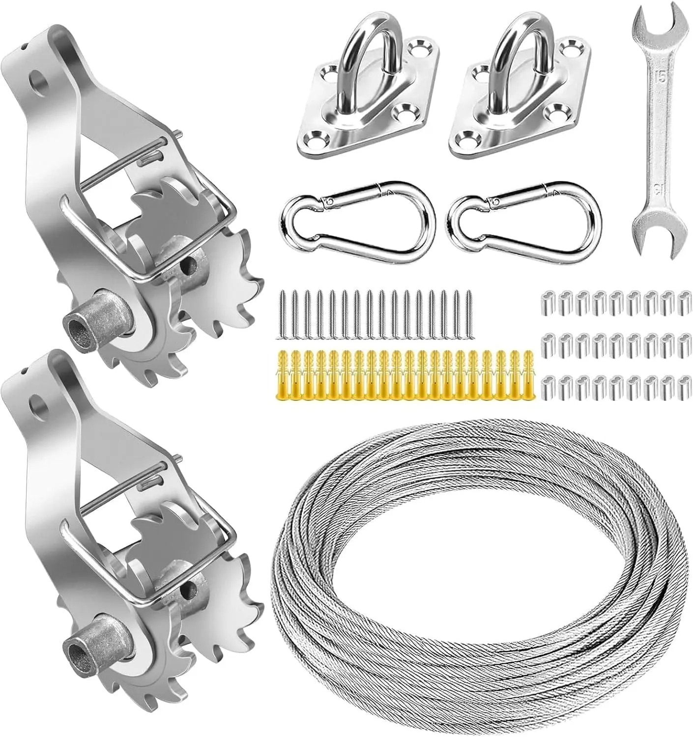 Kaiwei 304 Stainless Steel Wire Rope Set Sun Shade Kit with Cables for Rectangle Square Triangle Shade Sail Hardware Outdoor