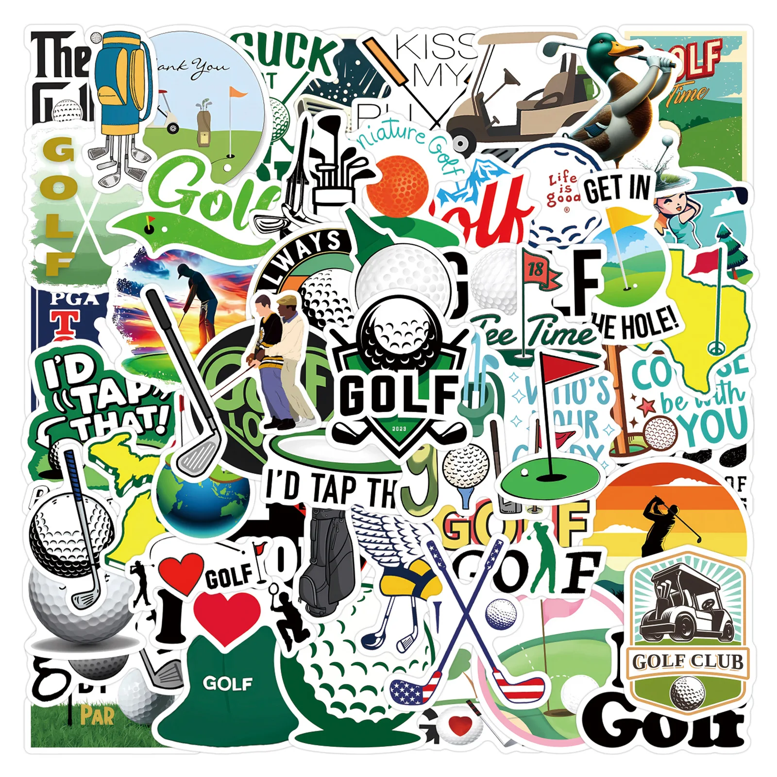 

60PCS Creative GolfingNo Repeat Golf Stickers Cartoon Style Graffiti Decorative Golf Bag Luggage Waterproof Stickers Kids Toy