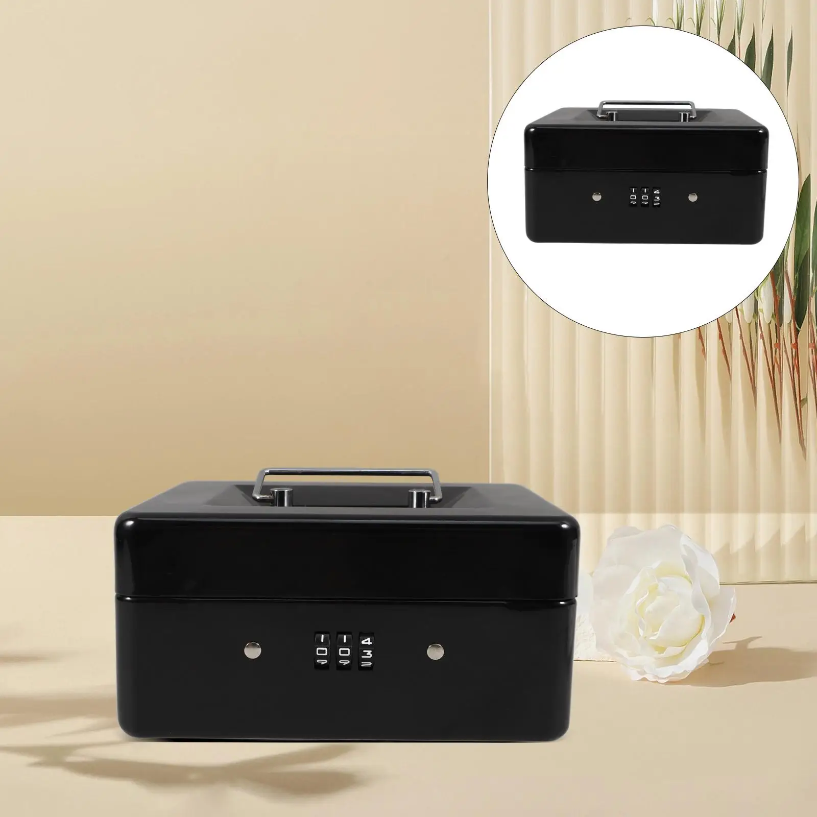 Durable Iron Password Box Large Capacity Cash Safe Storage Container Home Office Secret Compartment Money Box Lock Black