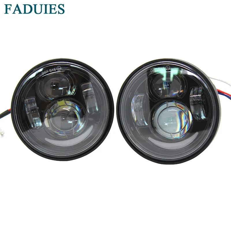 

FADUIES 4.5" Dual LED Headlight H4 For '08-later Harley- Fat Bob FXDF Motorcycle Projector Headlamp