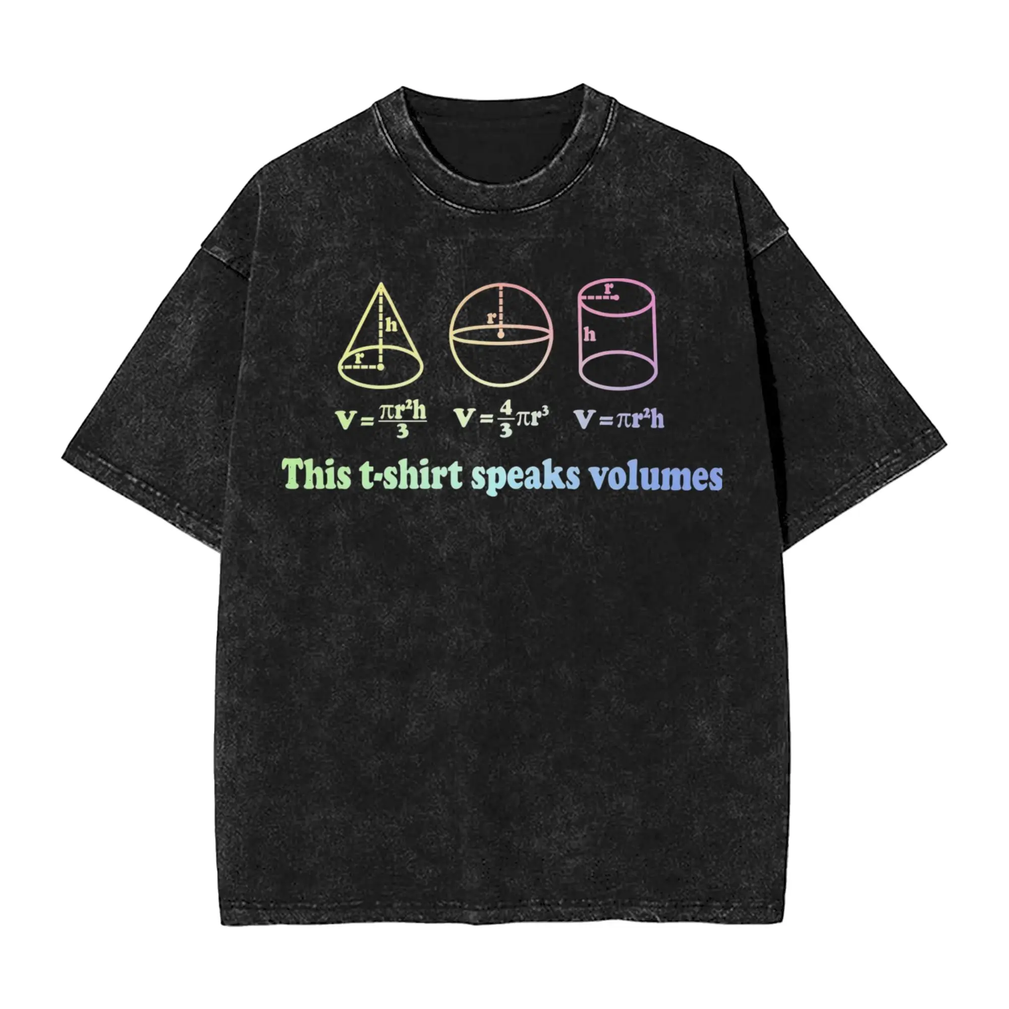 Washed T Shirt This T-Shirt Speaks Volumes Funny Math Hip Hop Vintage T-Shirts High Street Streetwear  Summer Tops Tee Shirt Men