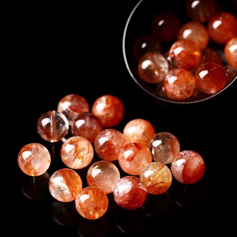 1 Pc 7A Natural Glitter Inclusion Quartz Beads Round Loose Spacer Gems Bead For Jewelry Making DIY Necklace Bracelet Accessory