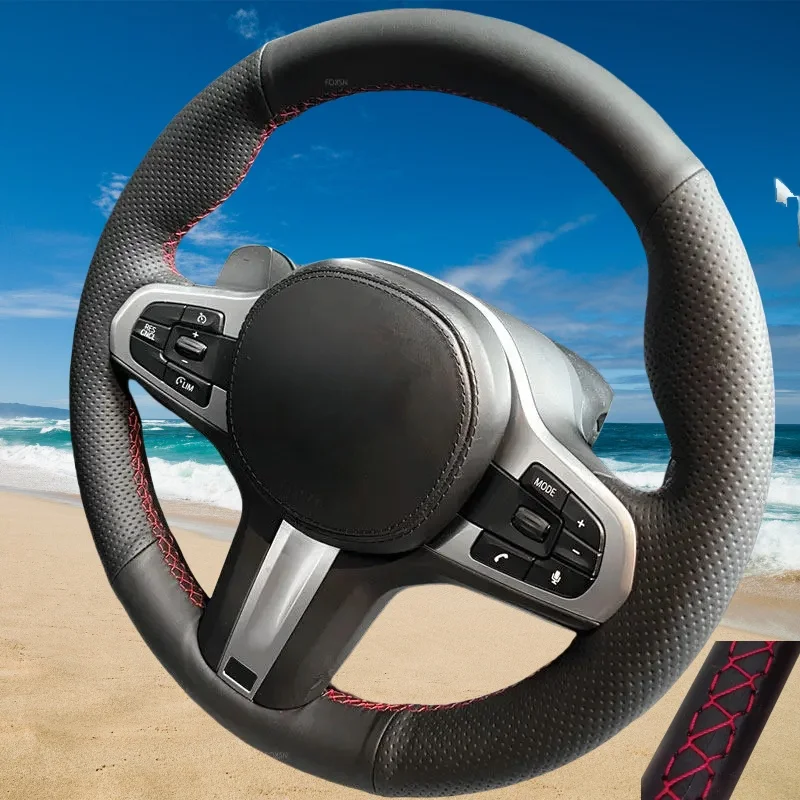 عجلة توجيه سيارة غطاء المضادة للانزلاق الجلود جديلة عجلة القيادة لسيارات BMW M Sport G30 G31 G32 G11 G20 G21 X3 G01 X4 G02 X5 G05 G14