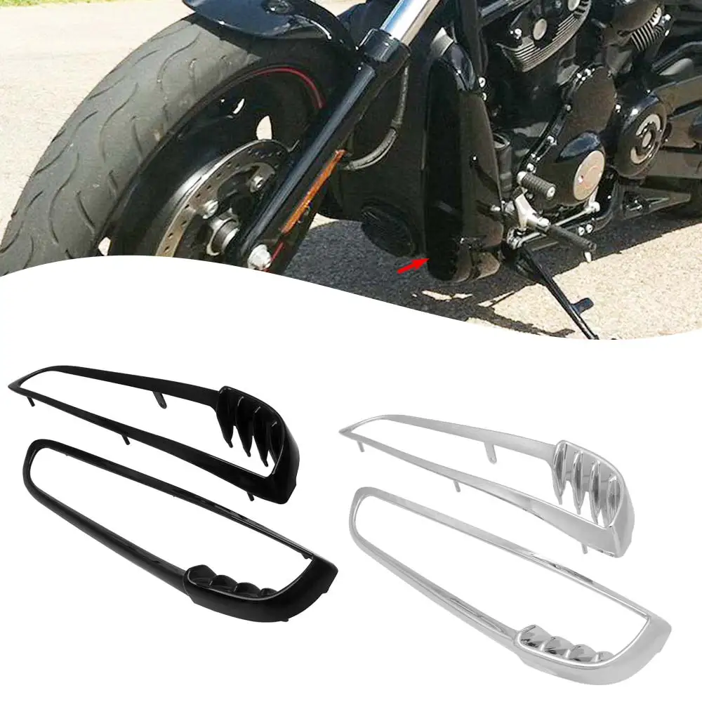 Motorcycle 1 Pair Front Radiator Trim Bezels ABS Plastic For Harley-Davidson VRSCAW V-Rod 2007-2010 #66115/66116-01 Black/Chrome