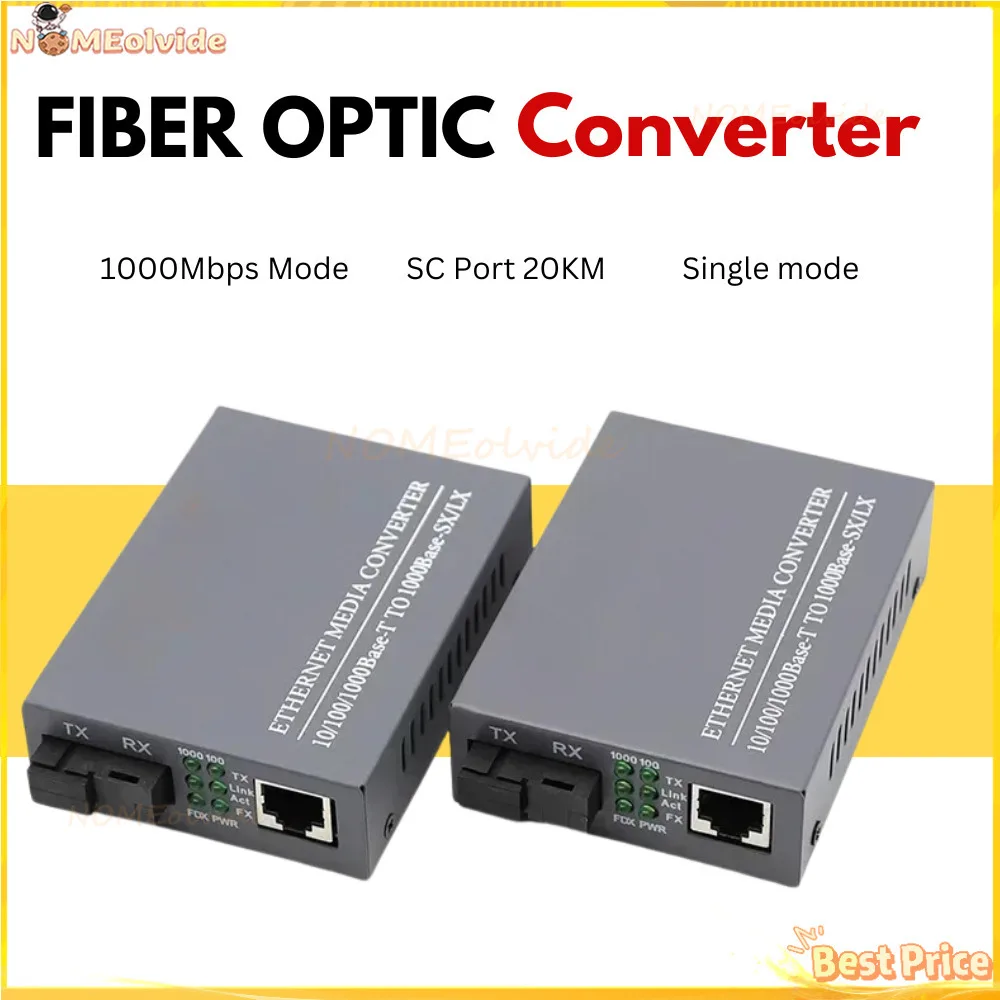 

Gigabit Media Converter HTB-GS-03 1000Mbps Single SC Port External Power Supply Optical Fiber Transmitter