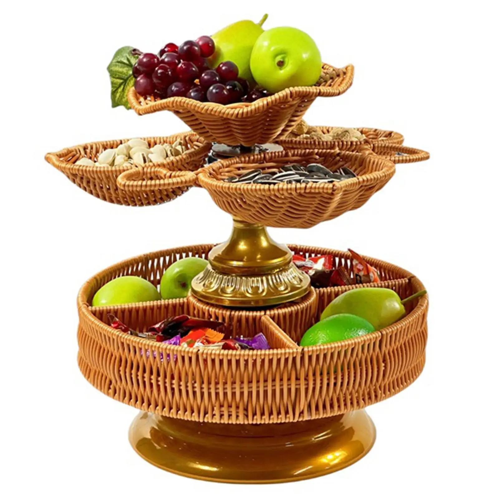

Woven Serving Tray Multi Layer Decorative Hand Woven Serving Basket for Living Room Bathroom Dining Room Countertop Kitchen