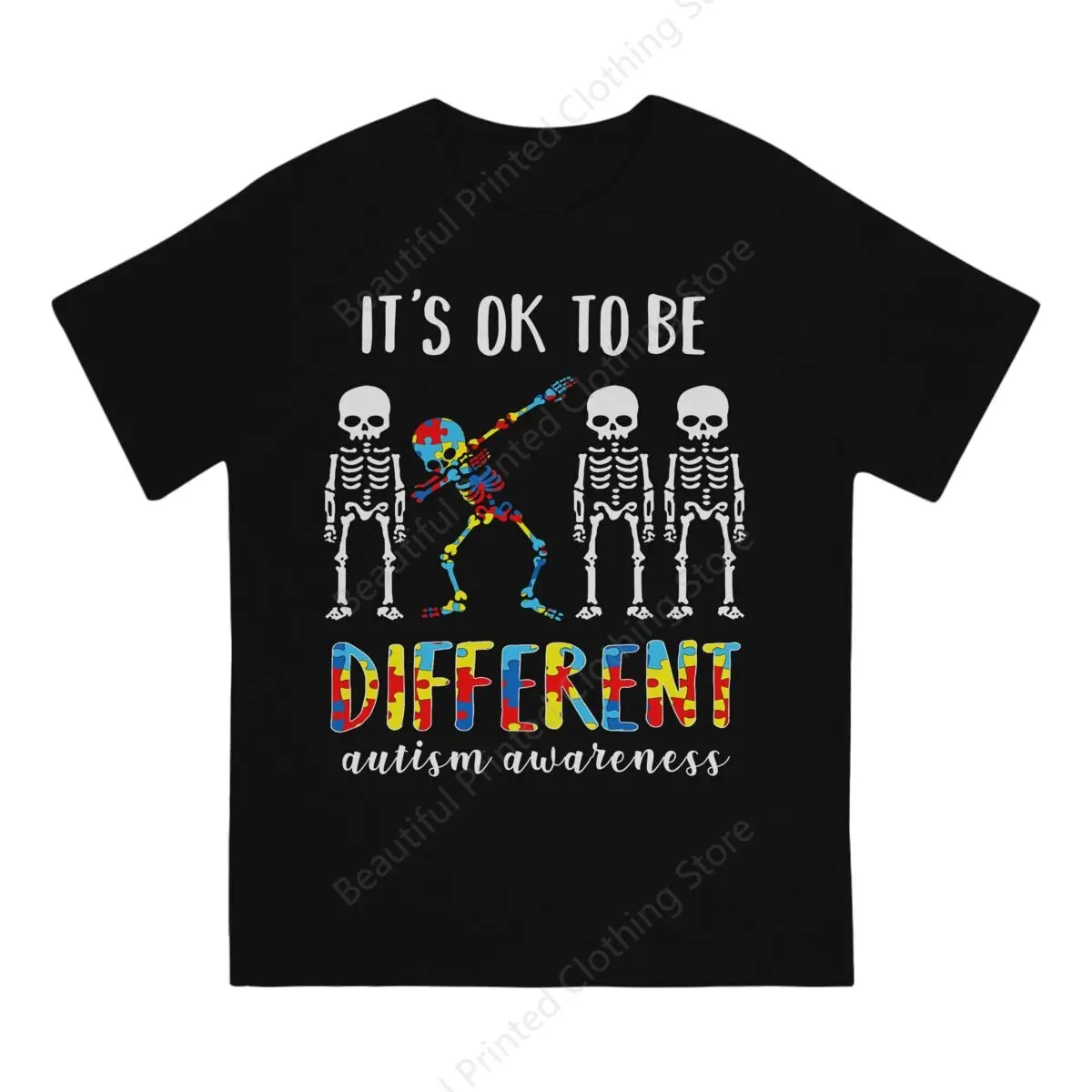 100% Cotton Autism Awareness T-shirt It Okay To Be Different Print Cool Men's Women's T-Shirts Streetwear Basic Top