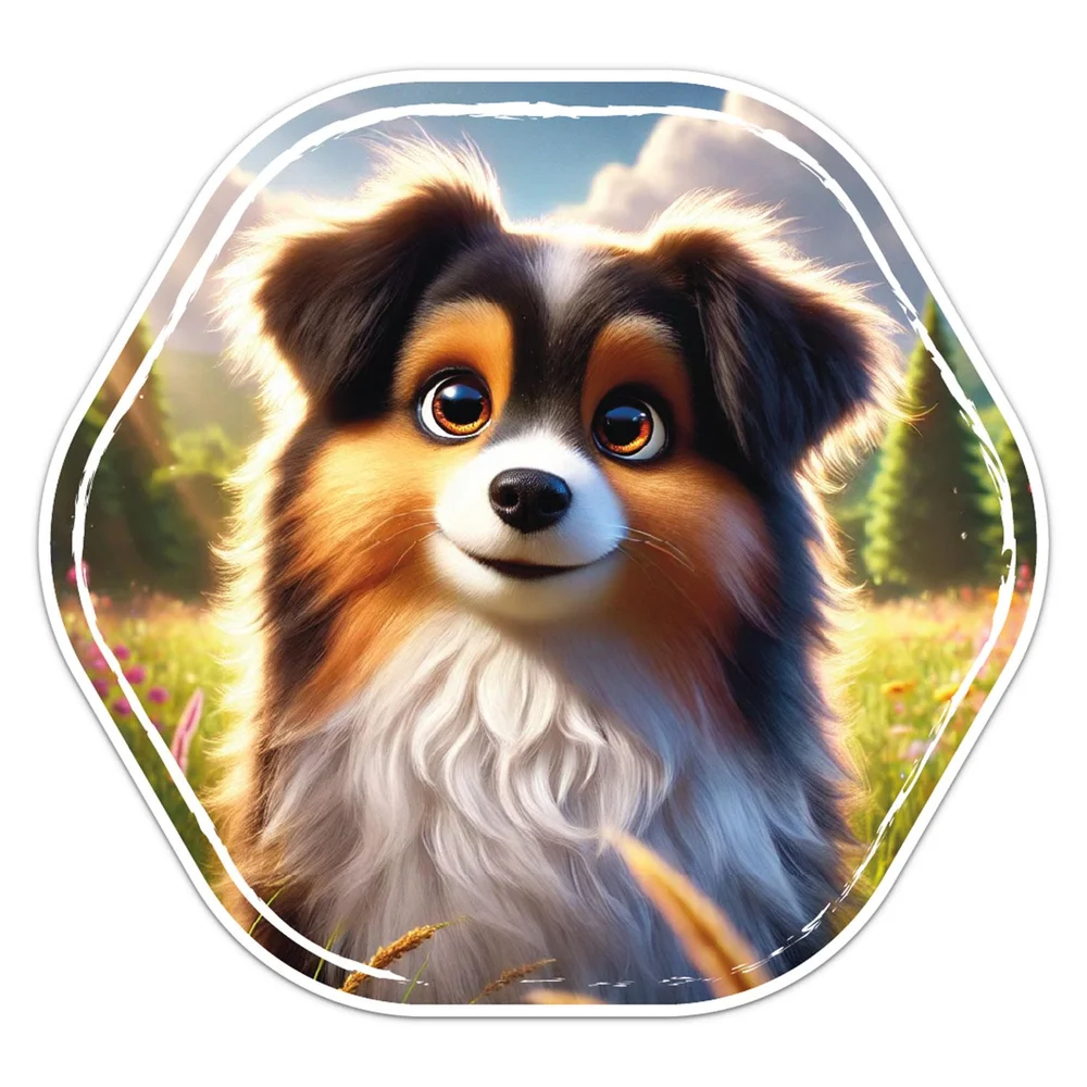Sweet Miniature American Shepherd Dog Vinyl Car Sticker Decorative Decal for Car Bumper and Toolbox Exterior Decoration