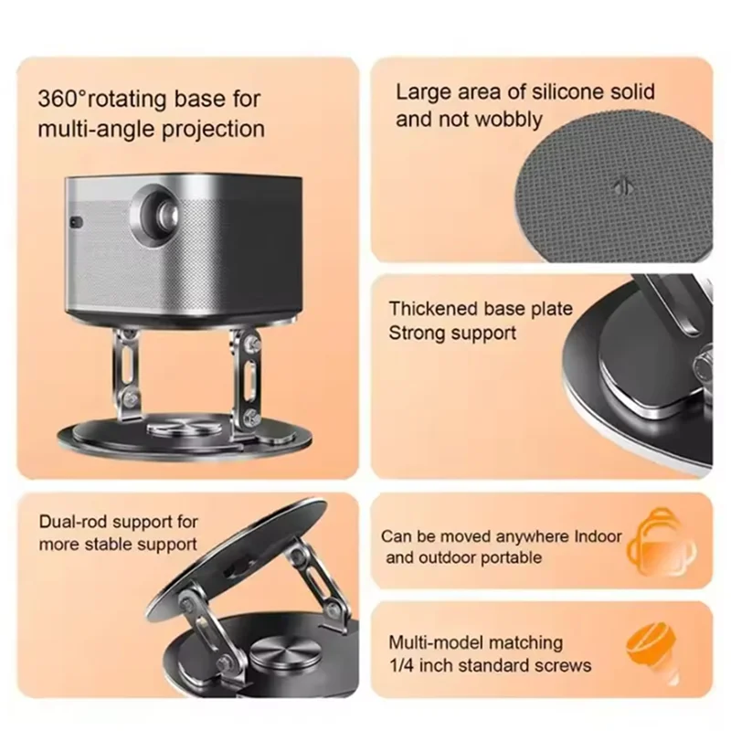 ABUG-360 Degree Adjustable Desktop Projector Stand, Tabletop Projector Stand Mount No Drilling Table Projector Holder