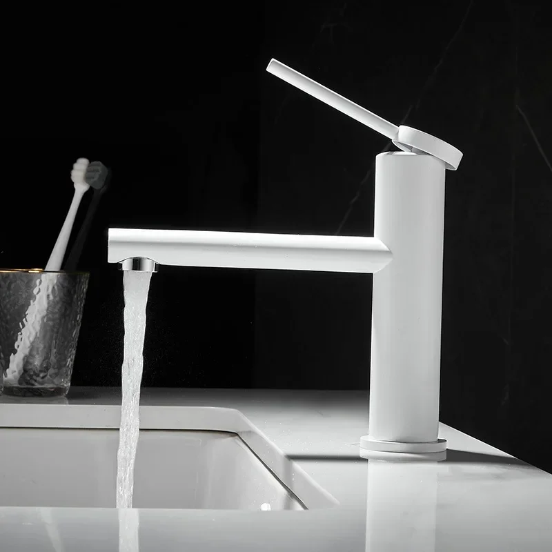 Basin Faucets Modern Decoration White/Gold/Black Basin Faucet Hot & Cold Water Mixing Sink Copper Taps Bathroom Accessories