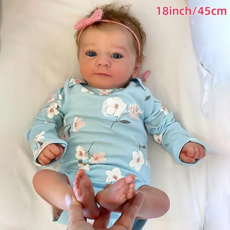 

Универсальная 18-дюймовая кукла-реборн с 3D-ручной росписью, полностью силиконовая, реалистичная, мягкая, успокаивающая игрушка для детей, для ролевых игр