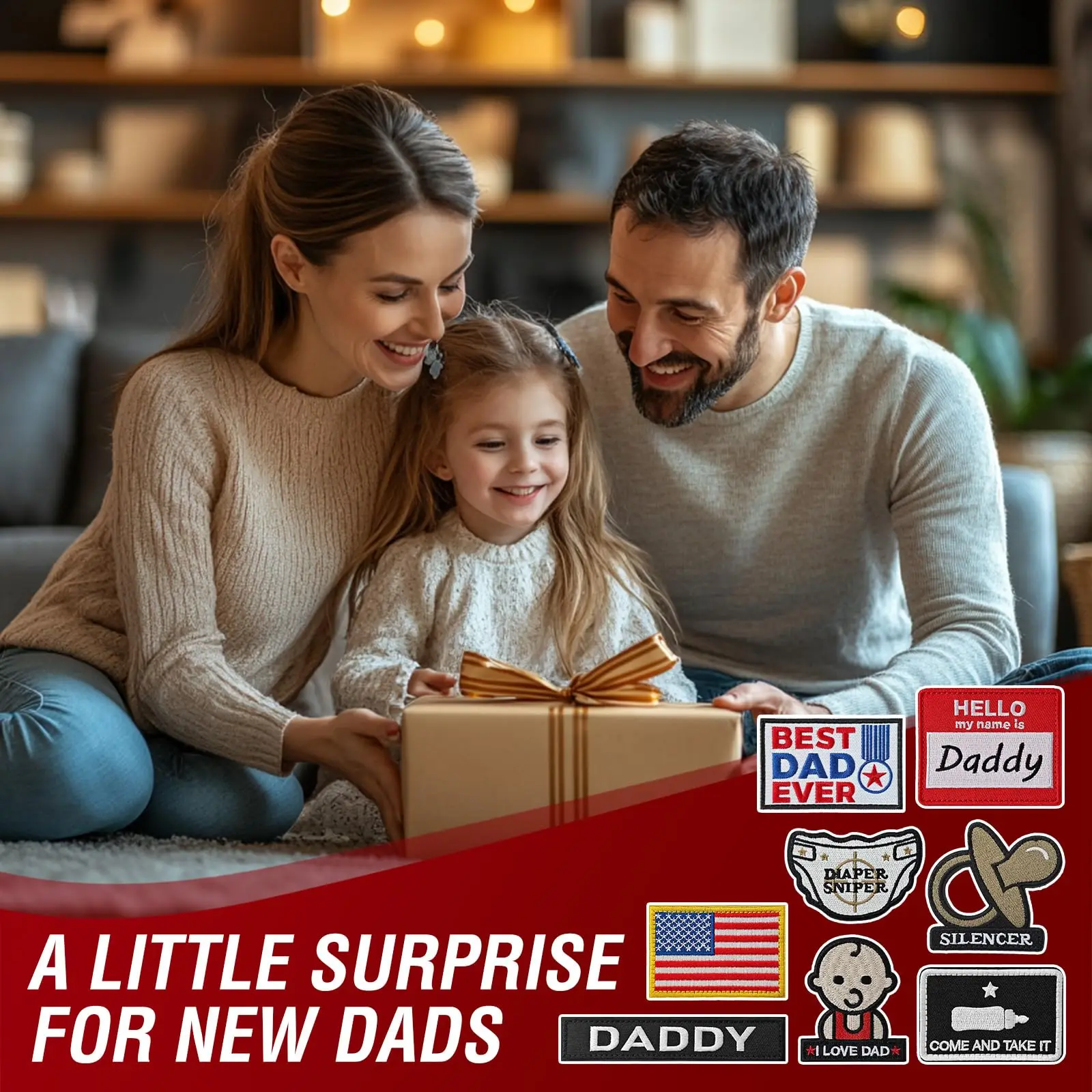 8PCS Superb Daddy Hook and Loop Embroidered Patch Beast Dad Ever Patches for Tactical Bags, Vests, Caps