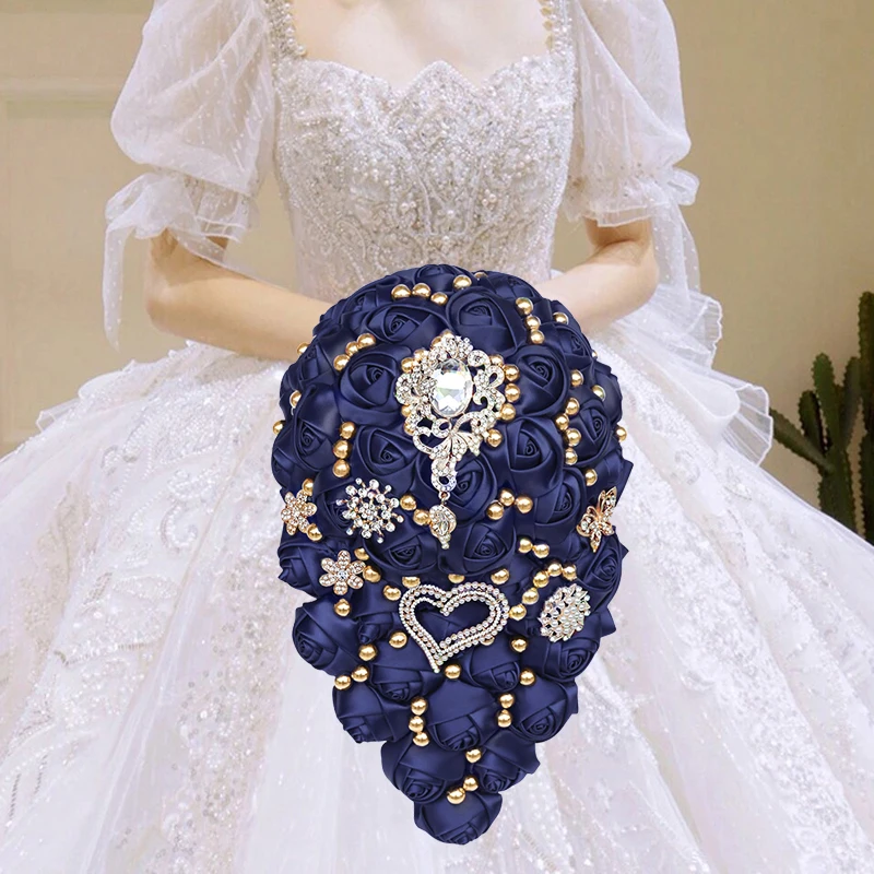 Hot Selling Navy waterfall Wedding bride Bouquets