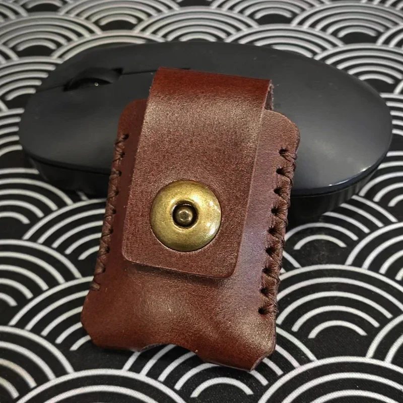 Fashion Portable Brown Handmade Genuine Leather Holster Lighter Case Waist Bag For Dunhill Lighters High Quality Accessory