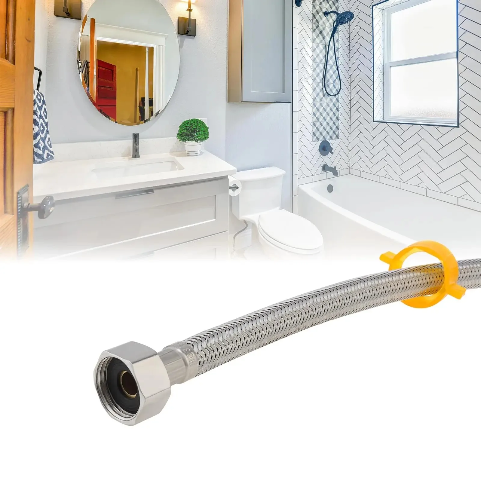 30/50cm 1/2 Inch Stainless Steel Plumbing Explosion-Proof Flexible Braided Hose Faucet Water Pipe For Kitchen Bathroom Plumbing