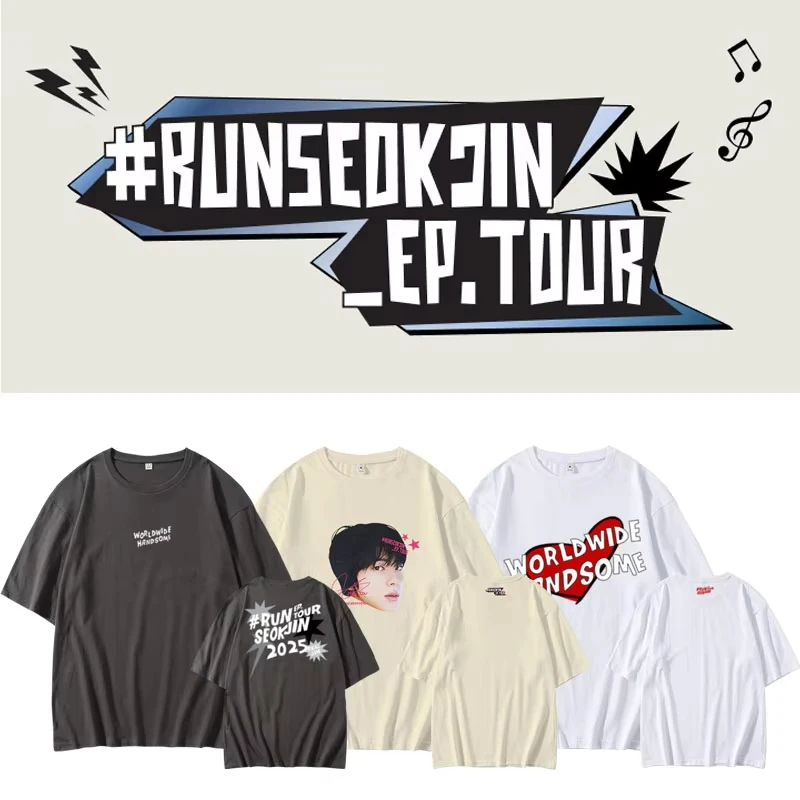 

2025 T-shirt Fashion Short Sleeve Jin Runseokjin EP Tour Cotton Women Tshirts Korean Singer New Album Echo Graphic T Shirt
