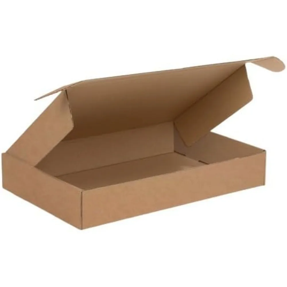 صناديق بريد كبيرة من الورق المقوى مقاس 9 × 6 × 3 للهدايا، سميكة 1/16 بوصة، صنع في الولايات المتحدة الأمريكية، تصميم علوي من الثنية، صندوق شحن مموج