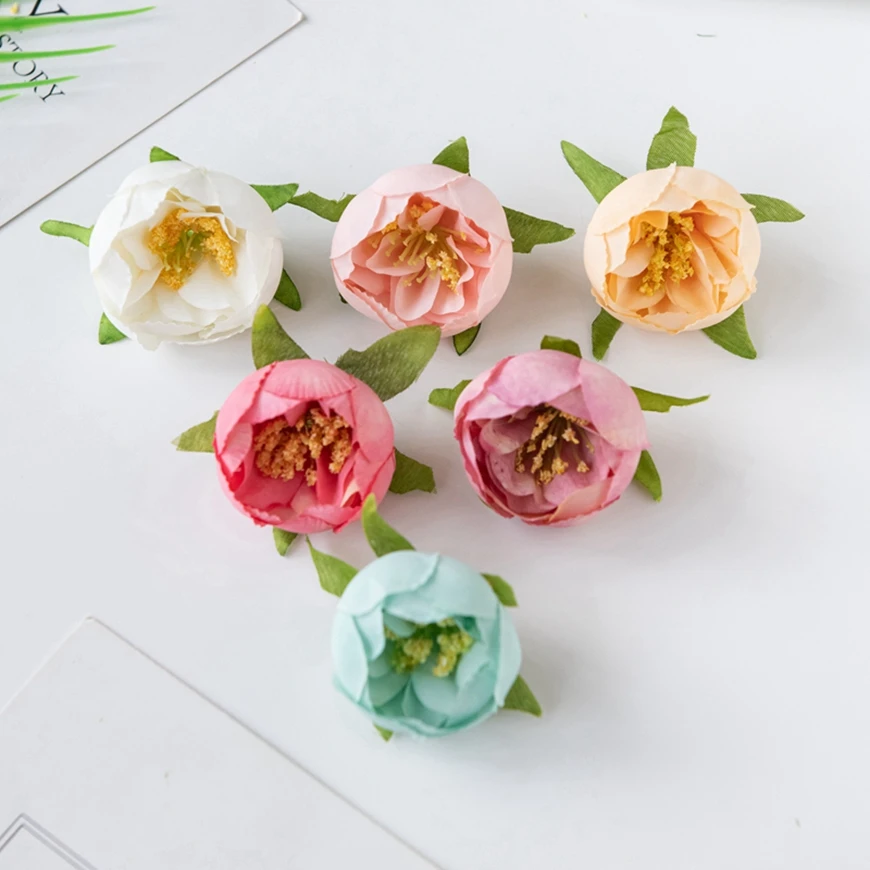 

10Pcs Silk Rose Tea Bud Artificial Flowers Head For Wedding Home Decor Christmas Floral Arrangement Accessories Photography prop