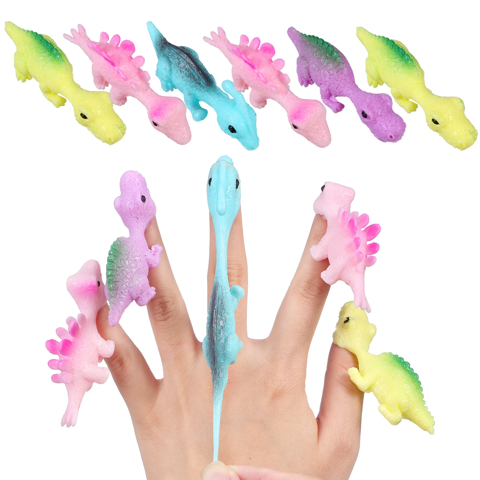 30 Pcs Catapult Dinosaur Toy Finger Toys Flying Dinosaurs Slingshots Bendable Animals Stretchy Plastic Funny Flicking Child