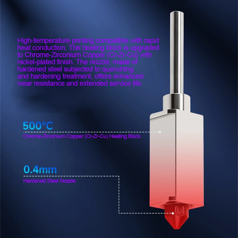 لسلسلة Bambu Lab X1/P1P طارد الطابعة ثلاثية الأبعاد Hotend - فوهة من الفولاذ والنحاس المقسى، مكون بدرجة حرارة عالية، قطع غيار