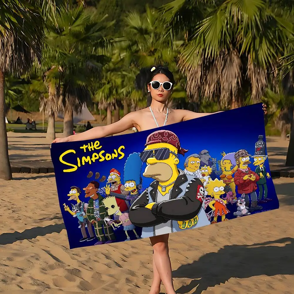 بطانية S-Simpson من الألياف الدقيقة سريعة الجفاف مناشف الشاطئ بطباعة كبيرة الحجم وبطانية منشفة حمام السباحة فائقة الامتصاص #2