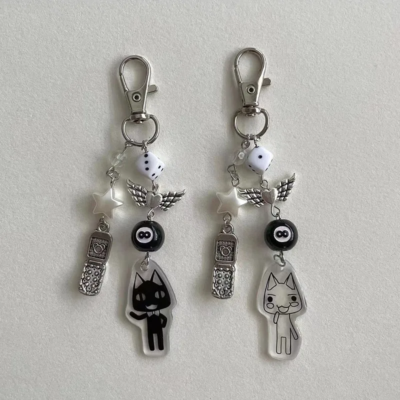 Handmade toro and kuro y2k matching beaded keychain