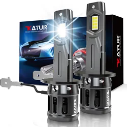 Katur 2Pcs H1 LED Headlight Bulbs GC Chip Super Bright Plug and Play 1:1 Size as Halogen Bulbs 6000K White Canbus with Fan