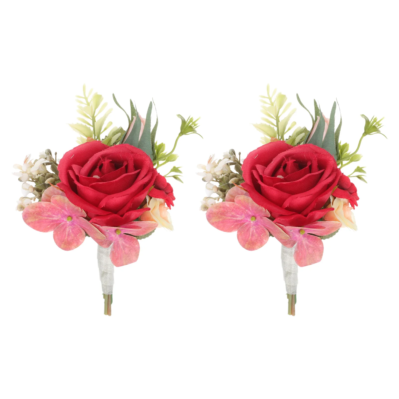 

2 Pcs Wedding Corsages Silk Flowers Decorative H made Simulation Flower Brooches For Dress Boutineers Events Parties