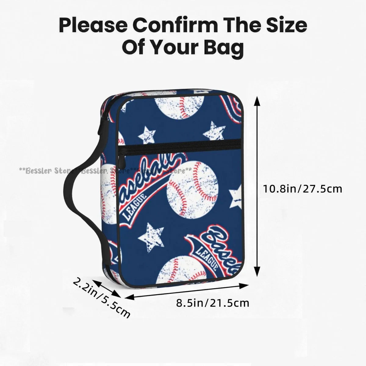 Bible Cover Carrying Book Case Church Bag Baseball Stars Bible Protective with Handle Zipper Pocket Tablet Handbag view 3