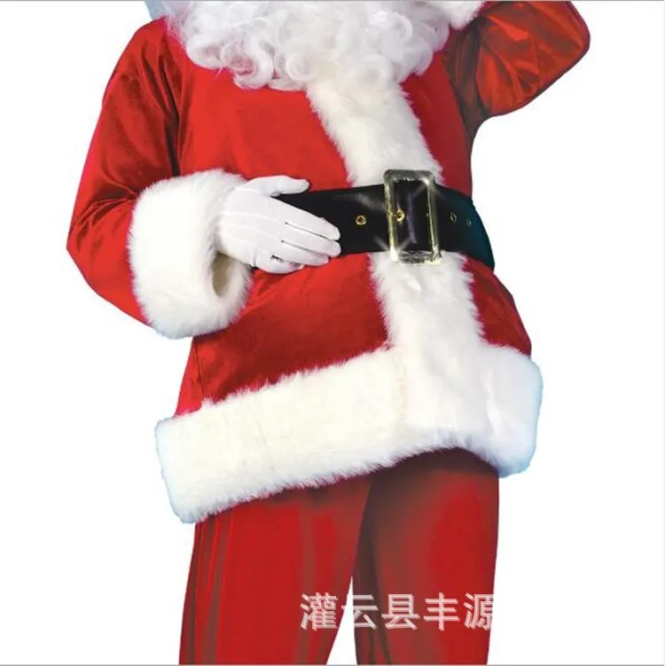 Christmas Clothes Santa Claus Costume Golden Velvet Holiday Atmosphere Cosplay Performance Clothing 5pcs Set for Unisex 2024