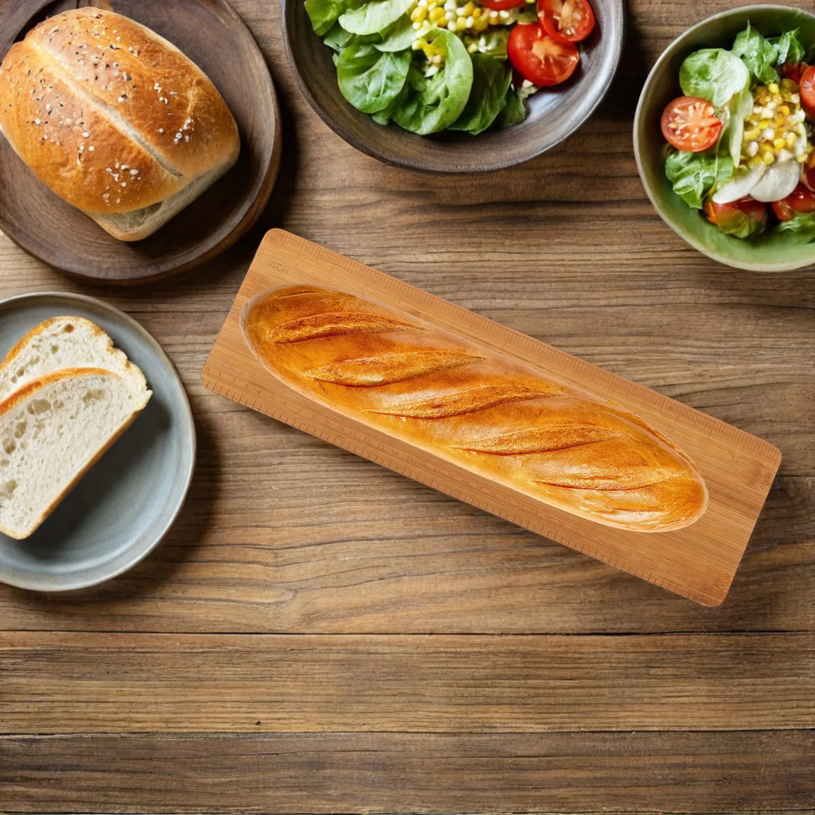 Bamboo Baguette Transfer Peel 15 Inch Dual Scale Flipping Board for French Bread Baking Dough Shaping and Precise Positioning