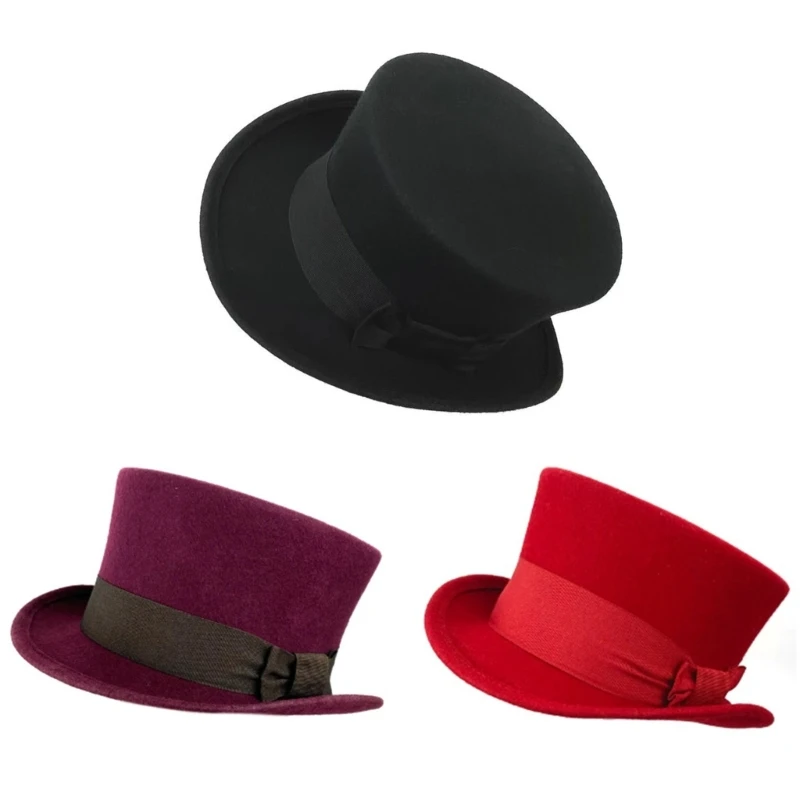 Gentlemen Top Hat Wool Fedora Hat Gift for Boyfriend Top Hat Short Brim