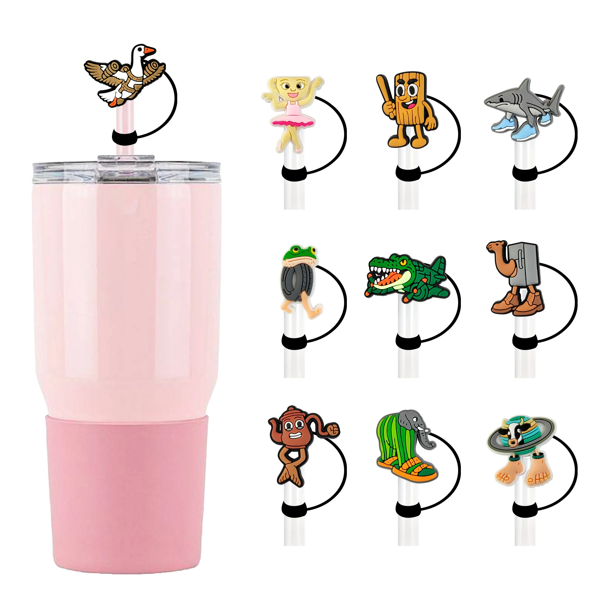 10/21PCS Shanhaijing New Tralalelo Tralala Tungtungtung Italian Brainrot Straw Covers Cap Compatible with Stanley Cup 30 40 oz