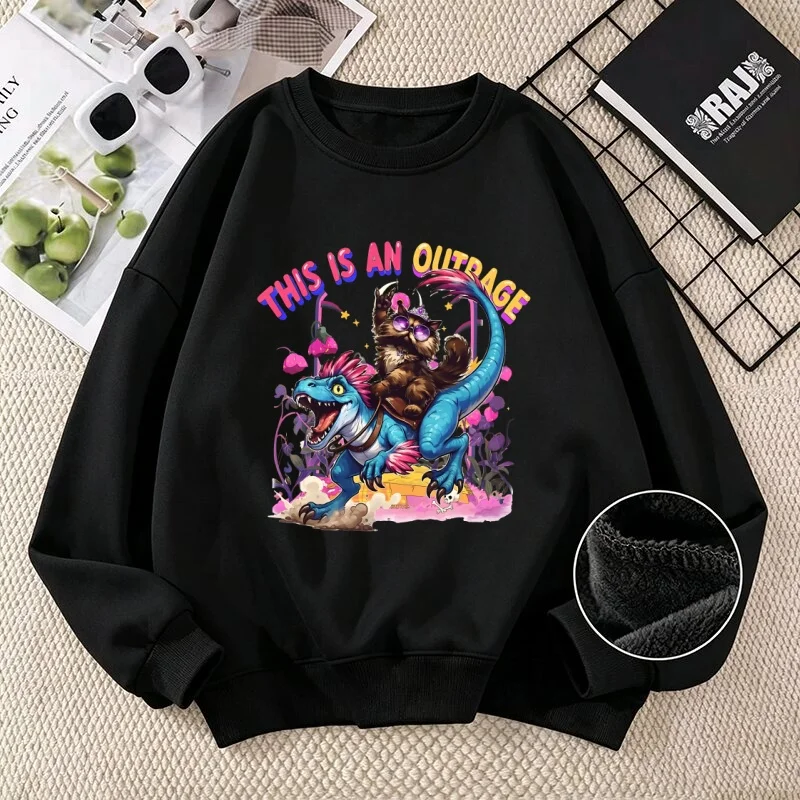 This Is An Outrage Hoodies Princess Donut and Mongo Sweatshirt Crewneck Long Sleeve Pullover Sweatshirts Dinosaur Graphic Sweat