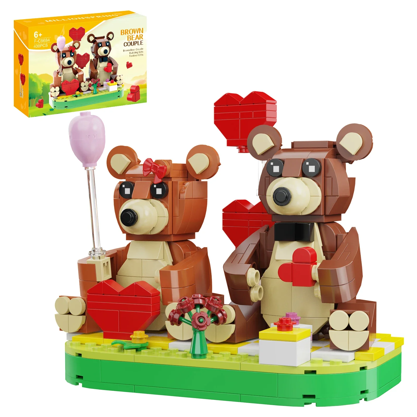 

BZB Brown Bear Combination Building Block Set Cute Animal Couple Model Bricks Assembly Toy Lovers Birthday Valentine Gift