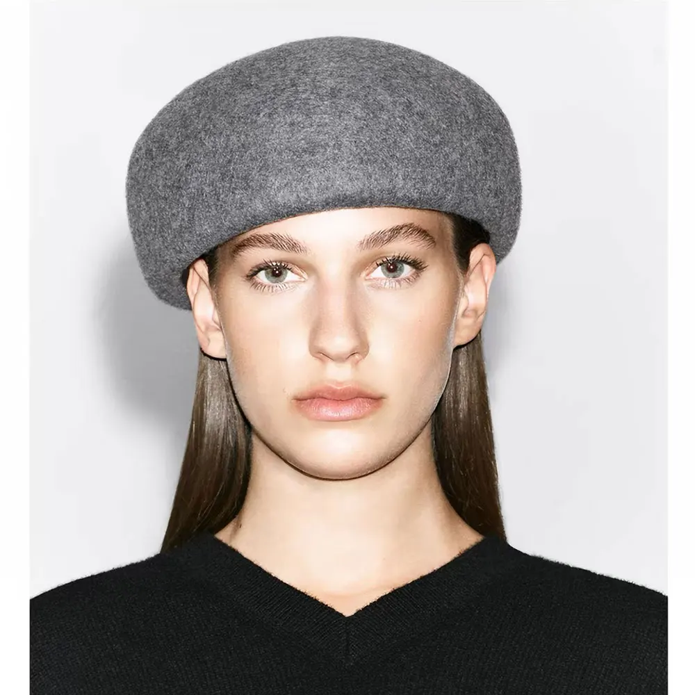 New Winter 100% Wool Felt Blocked Beret Women Elegant Bread Pumpkin Berets Men Ladies Wedding Fascinator Painter Pillbox Hat