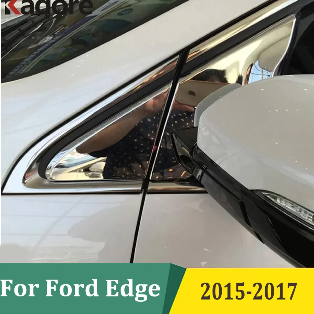 For Ford Edge 2015 2016 2017 Chrome Side Door Mirror Decoration Front Window Triangle Cover Trim Car Exterior Accessories