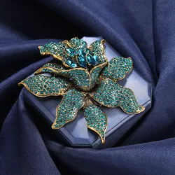 Women Elegant Large Full Crystal Flower Luxury Brooches Badges Lady Casual Party Banquet Shiny Boutique Pins Accessories Corsage