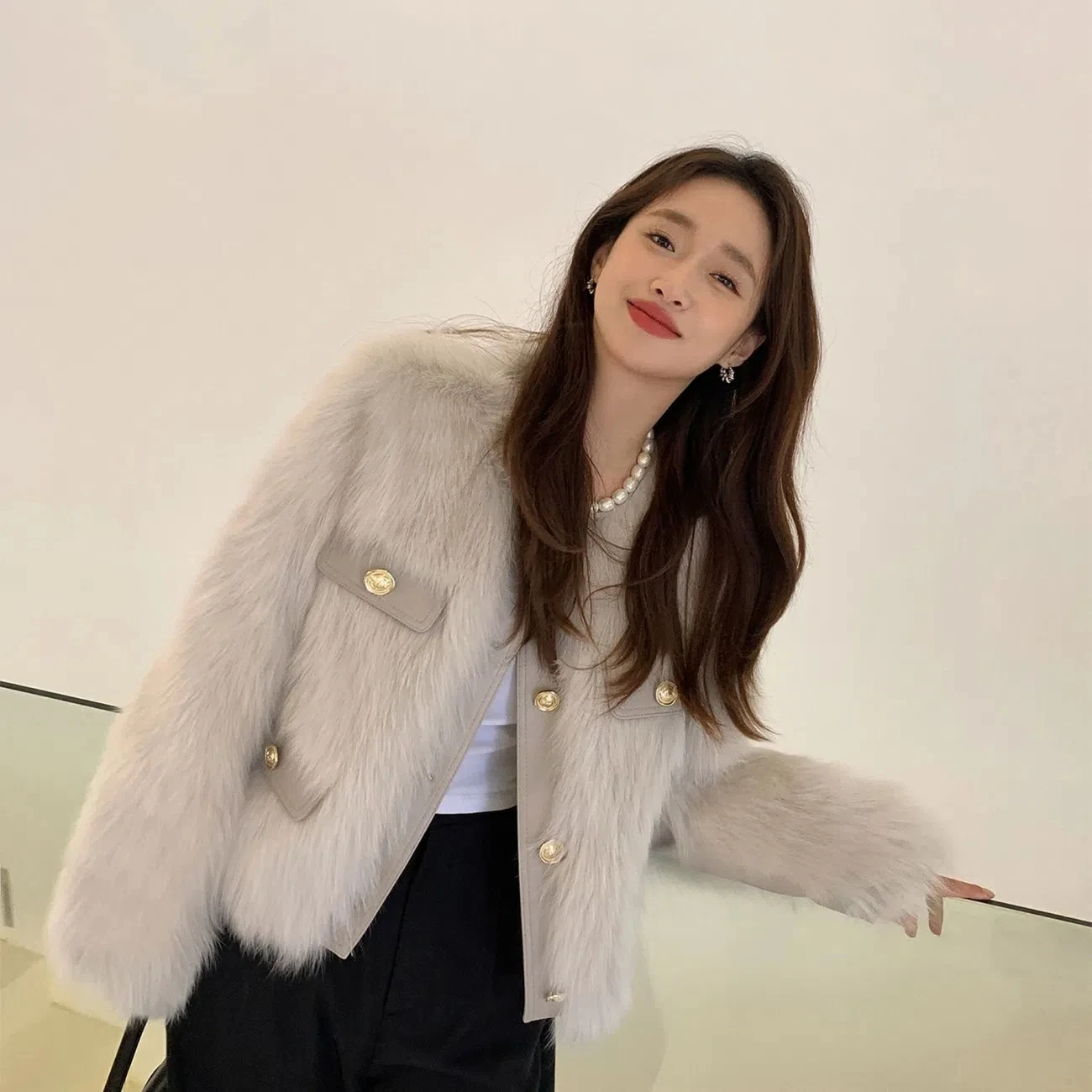 

New Winter Warm Women's Korean Fur Coat Cotday Faux Fox Korea Plush Thick Young Style Short Jacket