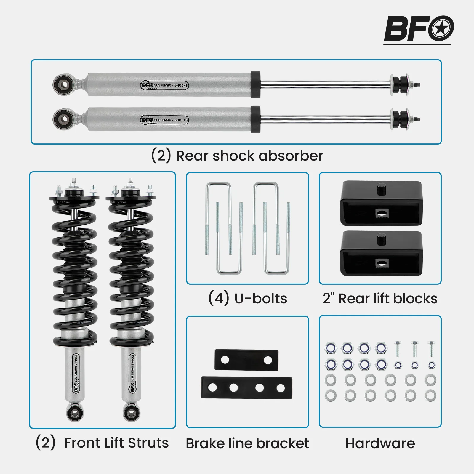 

BFO 2.5" Suspension Lift Kit w/ Struts Shocks For Toyota Tundra 2WD 4WD 00-06