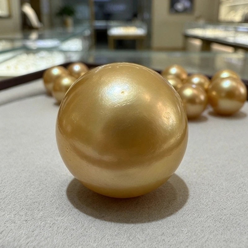 Genuine Golden 15-16mm Pearl Bead, Natural Loose Pearl Undrilled for Pendant or Earring Design