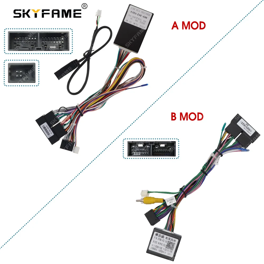 SKYFAME 16Pin Car Wiring Harness Adapter Canbus Box Decoder Android Radio Power Cable For Dongfeng Joyear X5 SX6 T5 T5L X6 S50