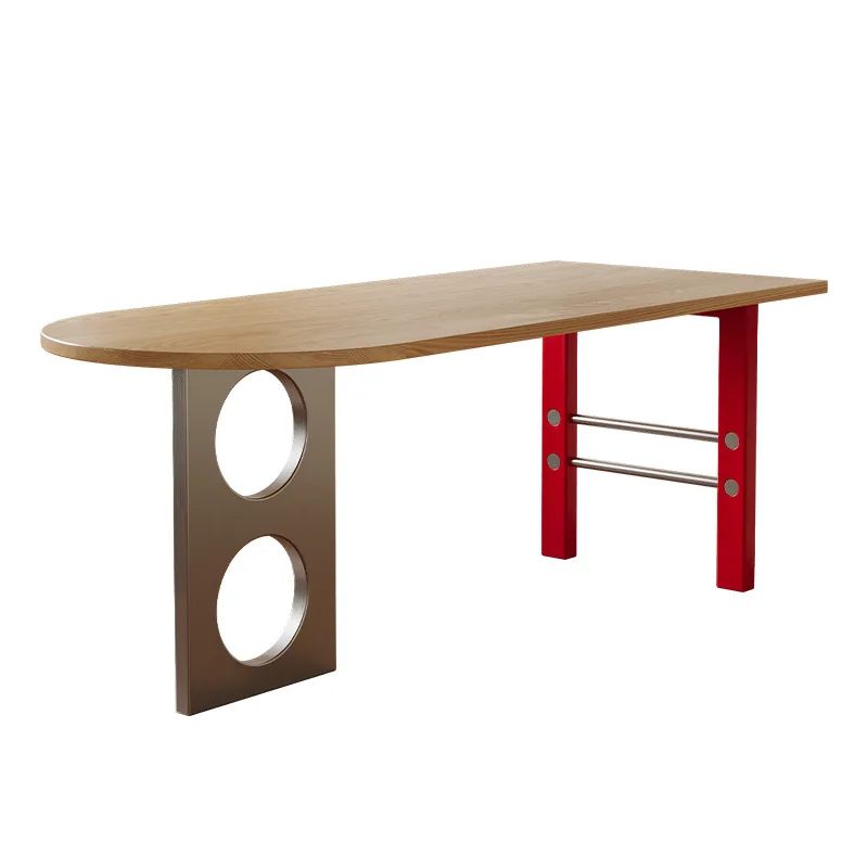 

Qianmu Bauhaus solid wood dining table Home Memphis color matching dining table