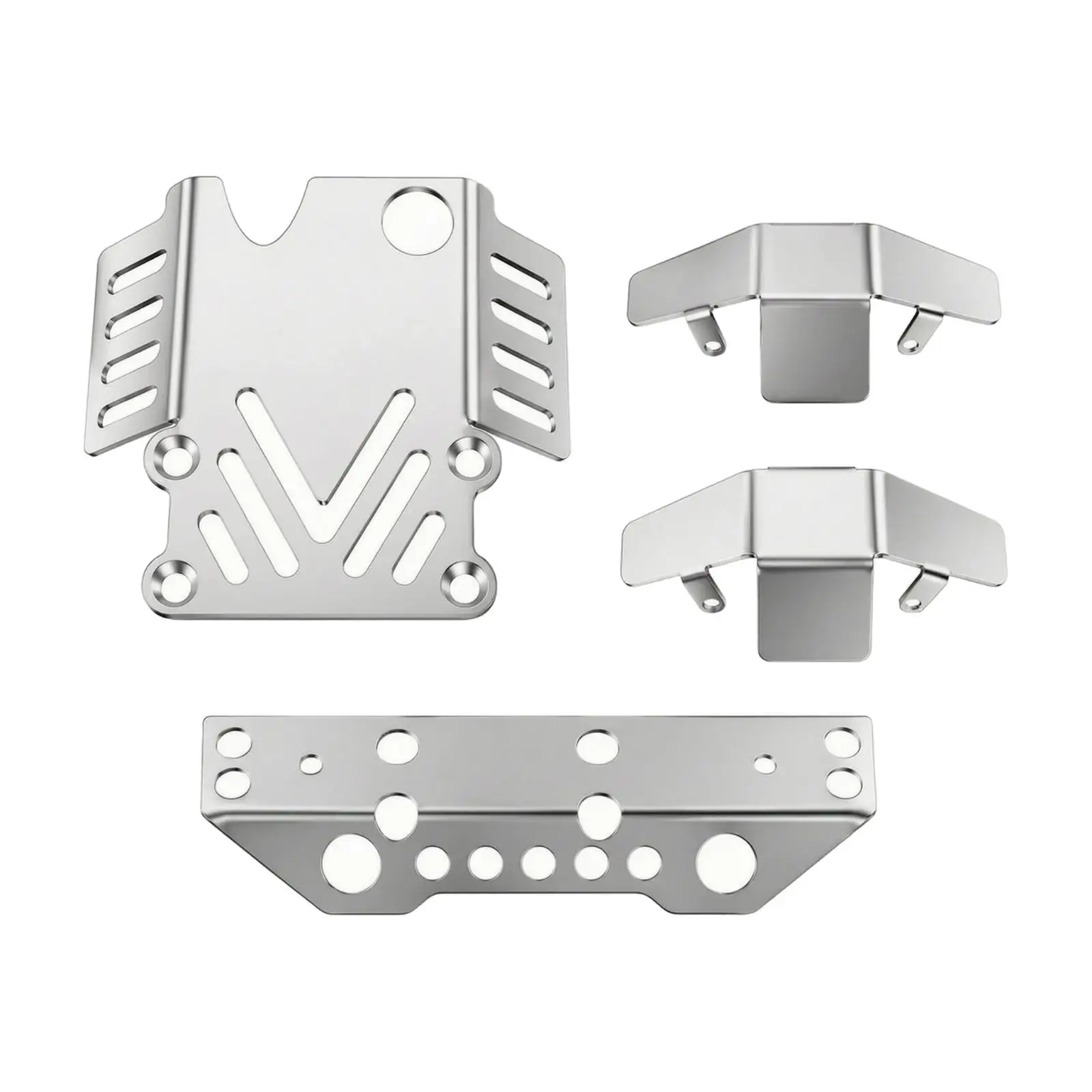 RC Truck Chassis Guard 304 Steel Skid Plate Set for Remote Control Vehicle Off Road Use